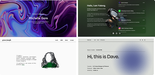 Selection of modern portfolio websites used as inspiration