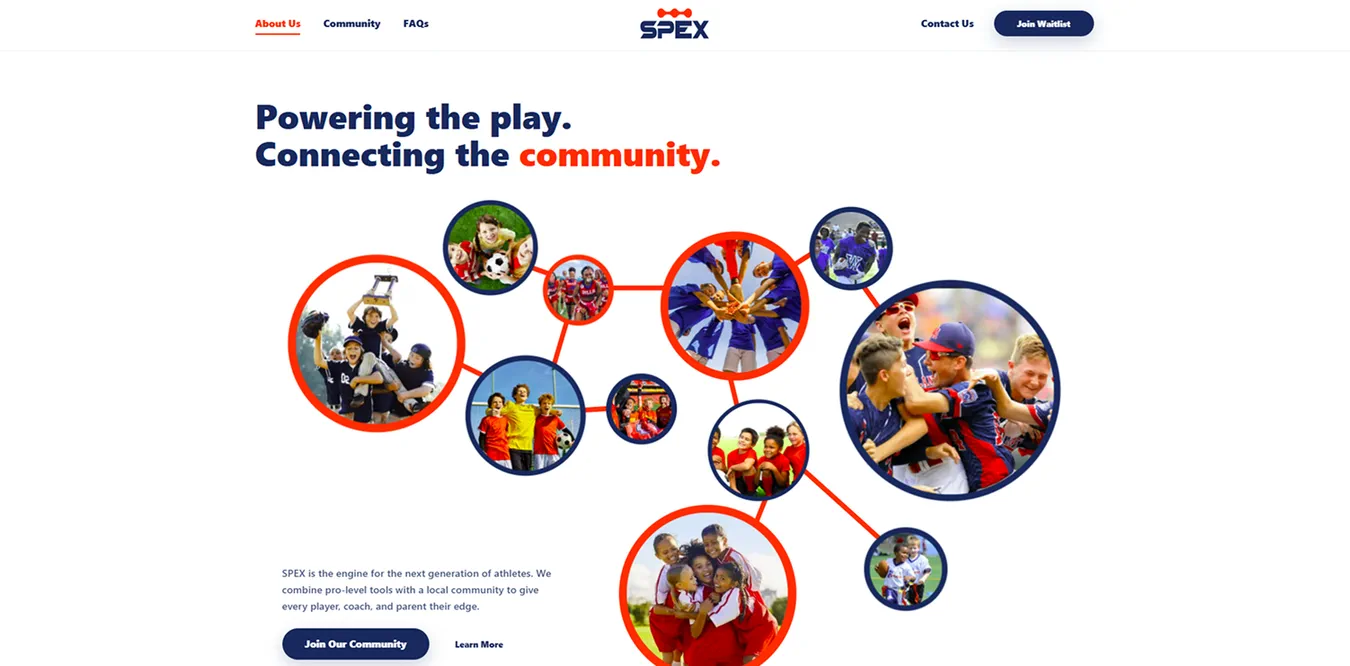 The Spex marketing site: Powering the play, connecting the community