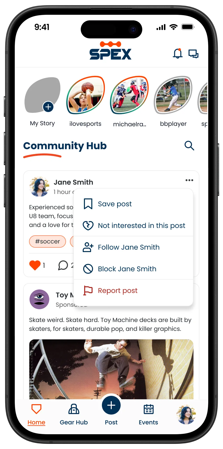 Before: the three dot menu on a regular post
