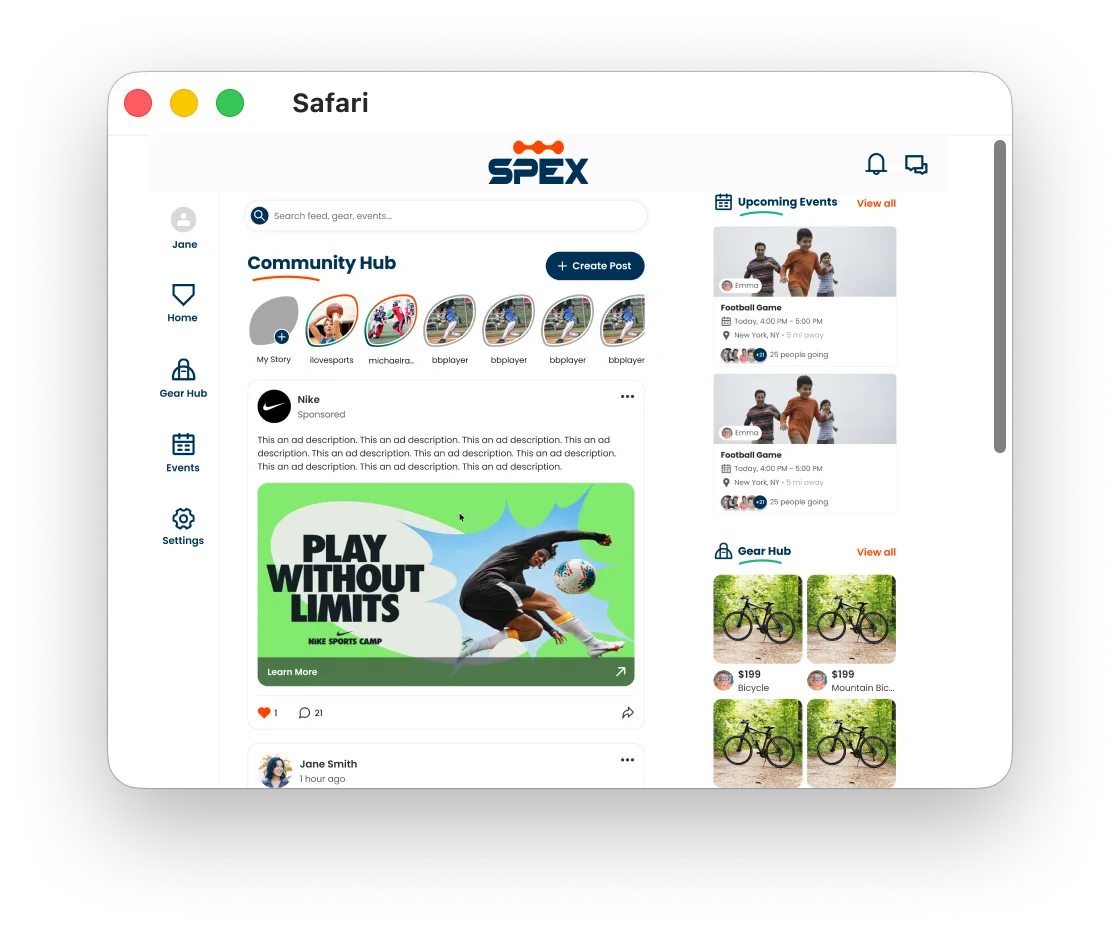 The web feed with the ad's call to action revealed on hover
